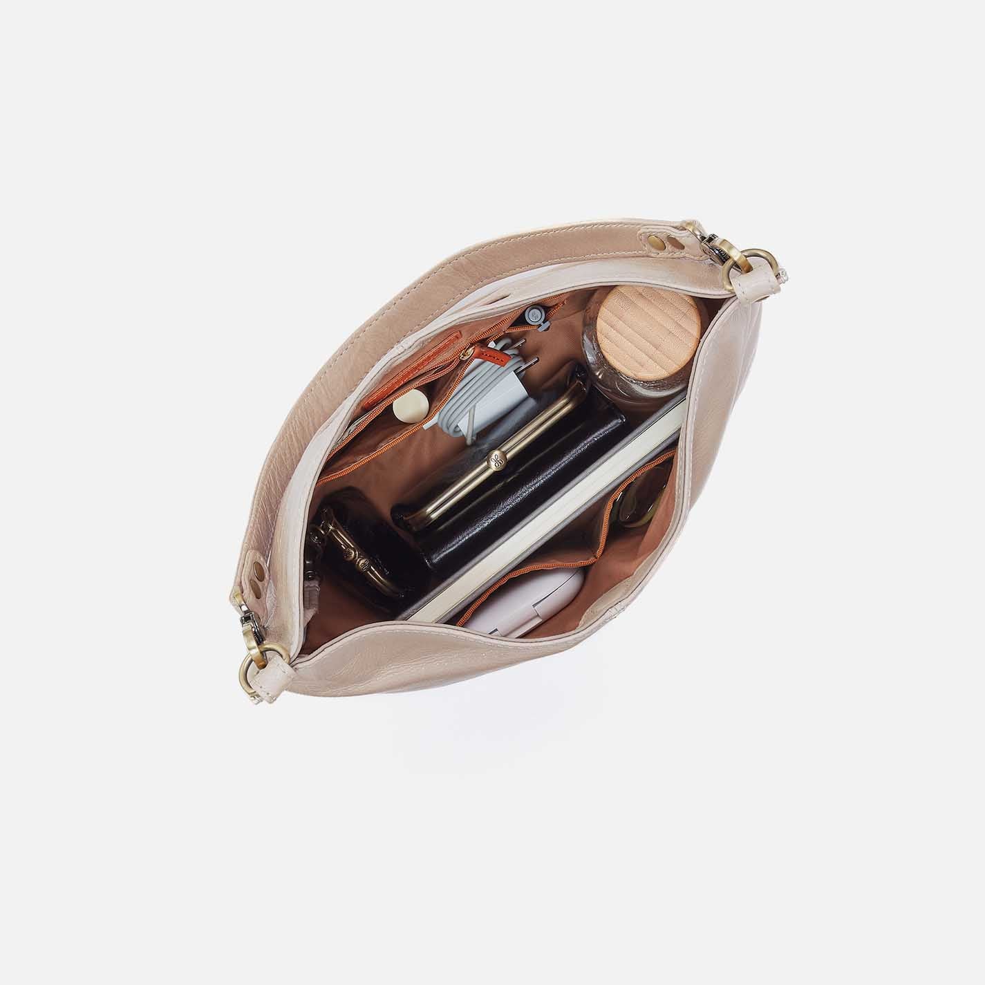 Pier Shoulder Bag in Aniline Gloss Leather - Stone Gloss - Image 4