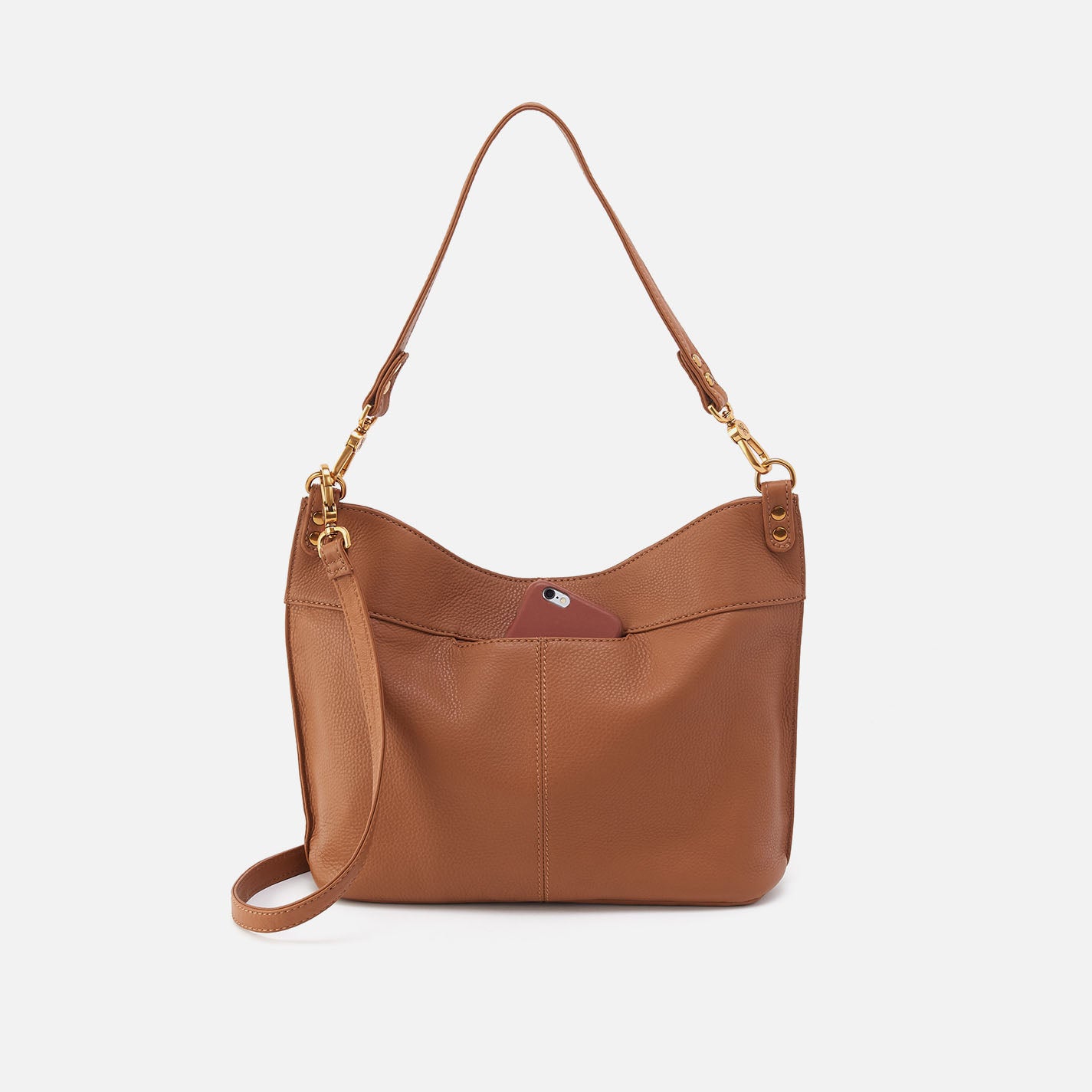 Pier Shoulder Bag in Pebbled Leather - Warm Honey - Image 4