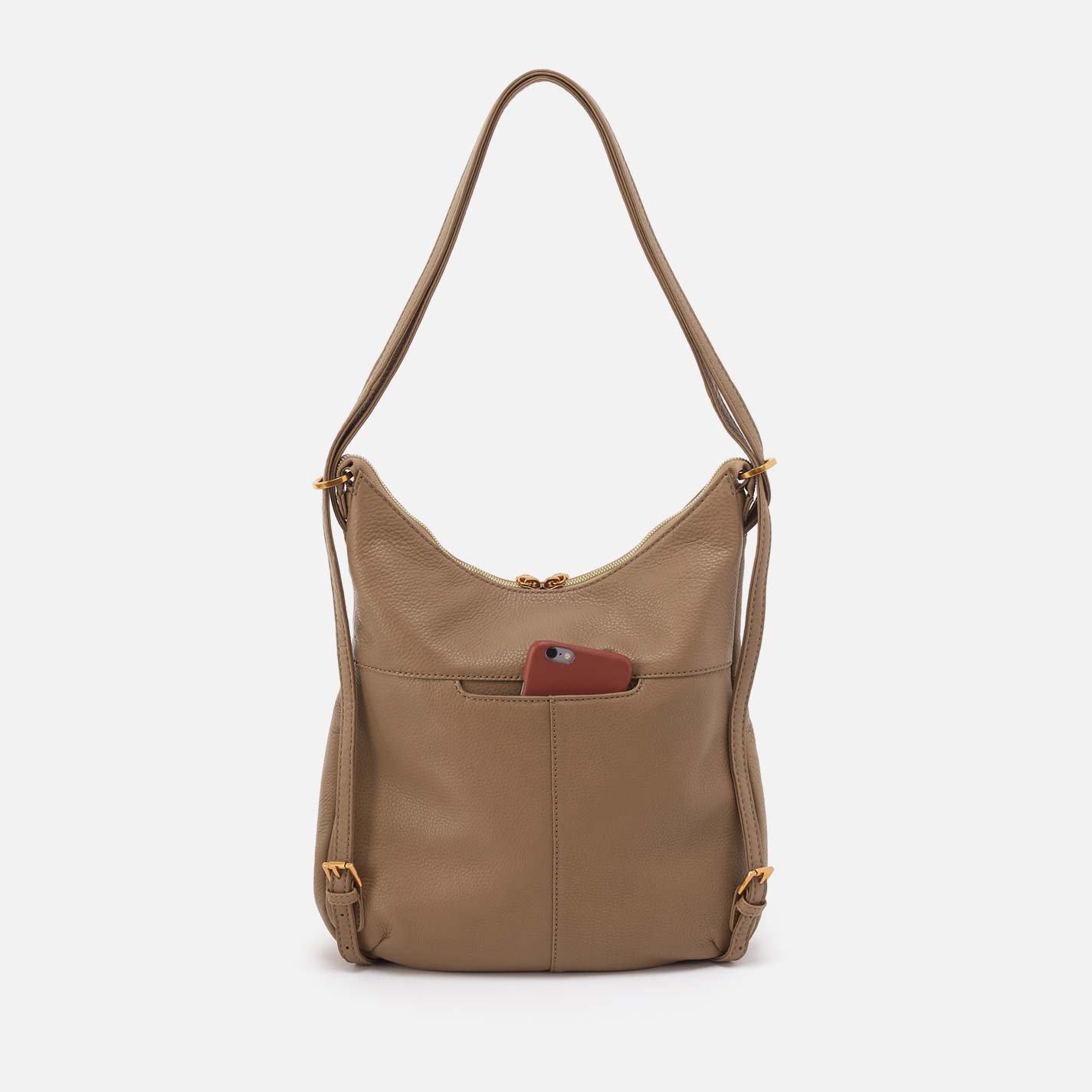 Merrin Convertible Backpack in Pebbled Leather - Cedar Sagebrush - Image 2