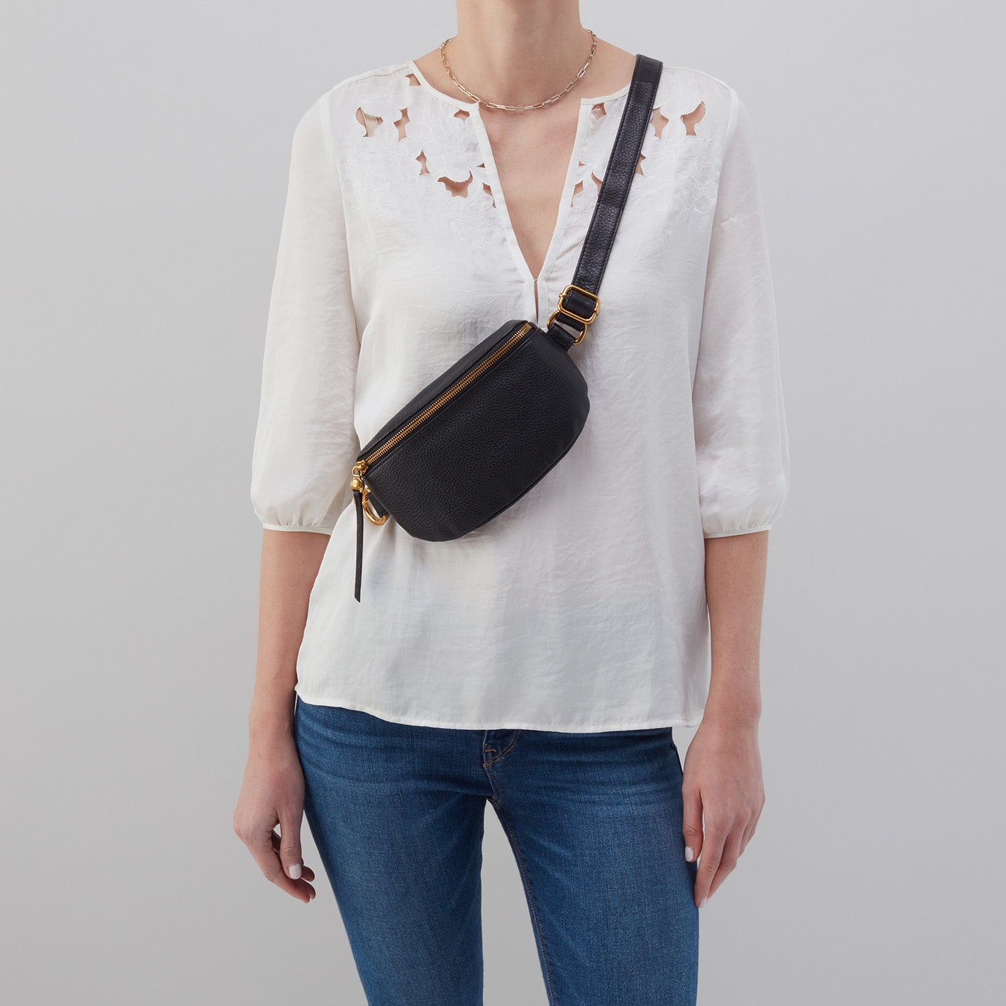 Fern Belt Bag In Pebbled Leather - Black - Image 4