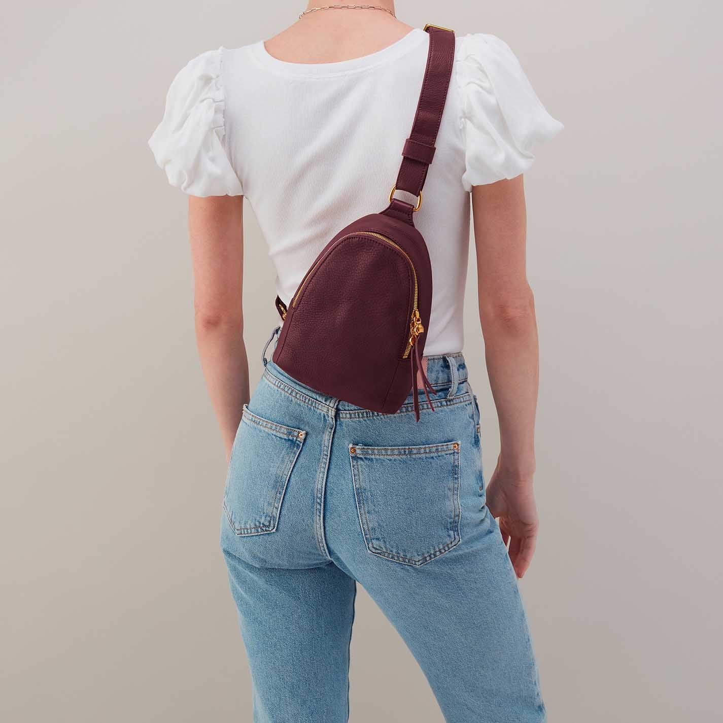 Fern Sling in Pebbled Leather - Mulberry Glaze - Image 5