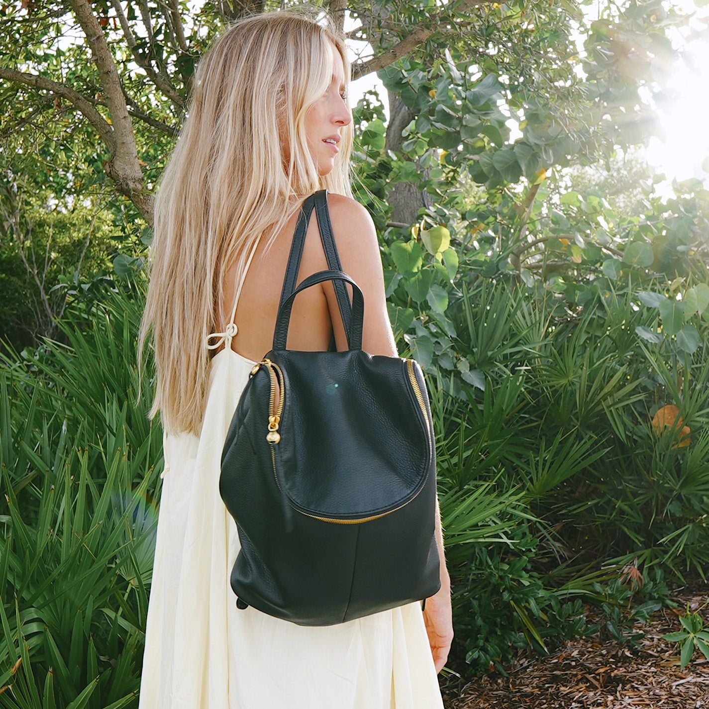 Fern Backpack in Pebbled Leather - Black - Image 2