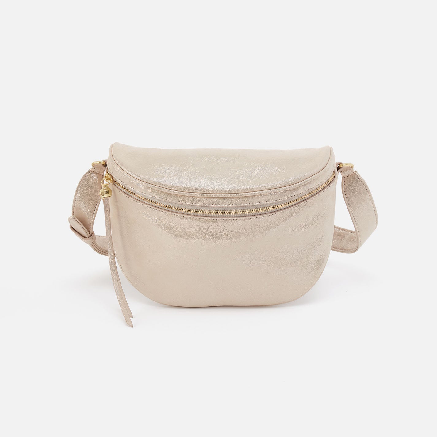 Juno Belt Bag In Metallic Leather - Sand Shimmer