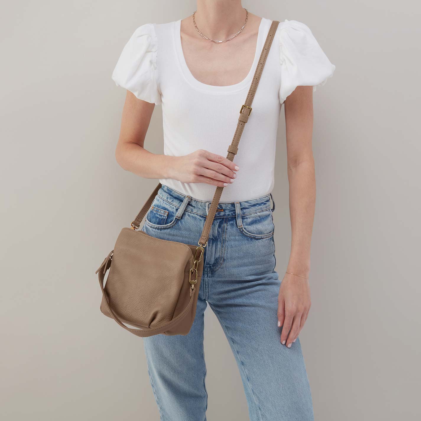 Starr Convertible Bag Shoulder in Pebbled Leather - Cedar Sagebrush - Image 2