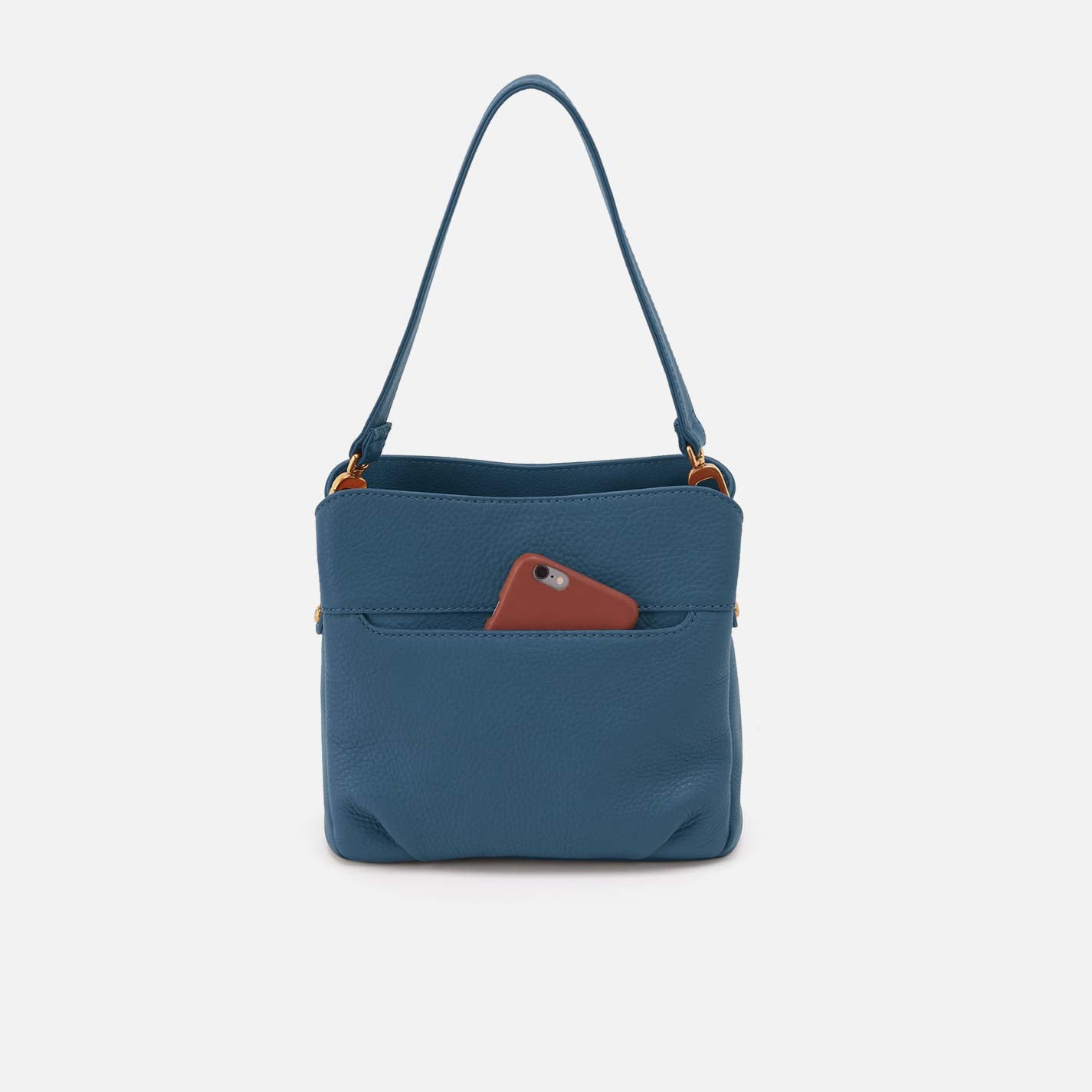 Starr Convertible Shoulder Bag in Pebbled Leather - Peacock Feather - Image 4