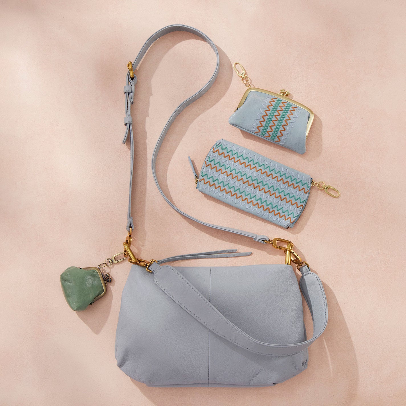 Advance Shoulder Bag In Pebbled Leather - Blue Pearl - Image 2