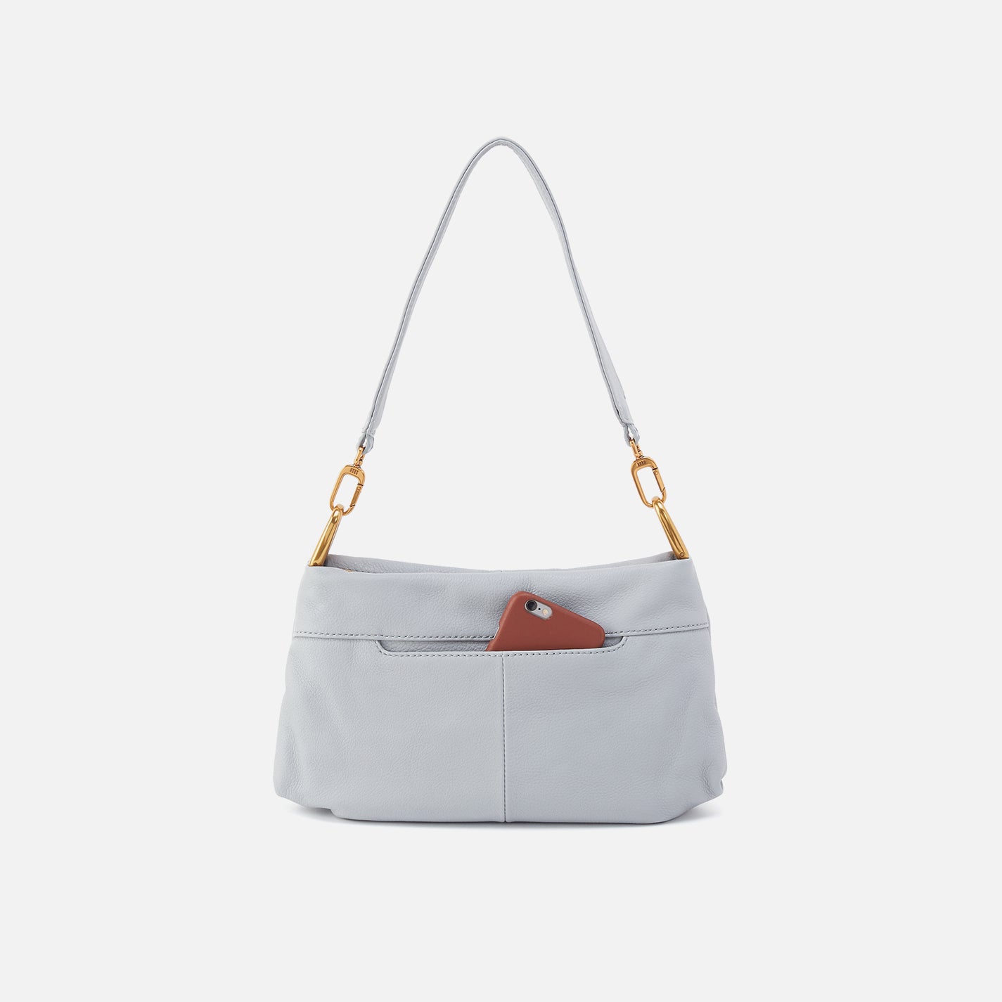 Advance Shoulder Bag In Pebbled Leather - Blue Pearl - Image 5