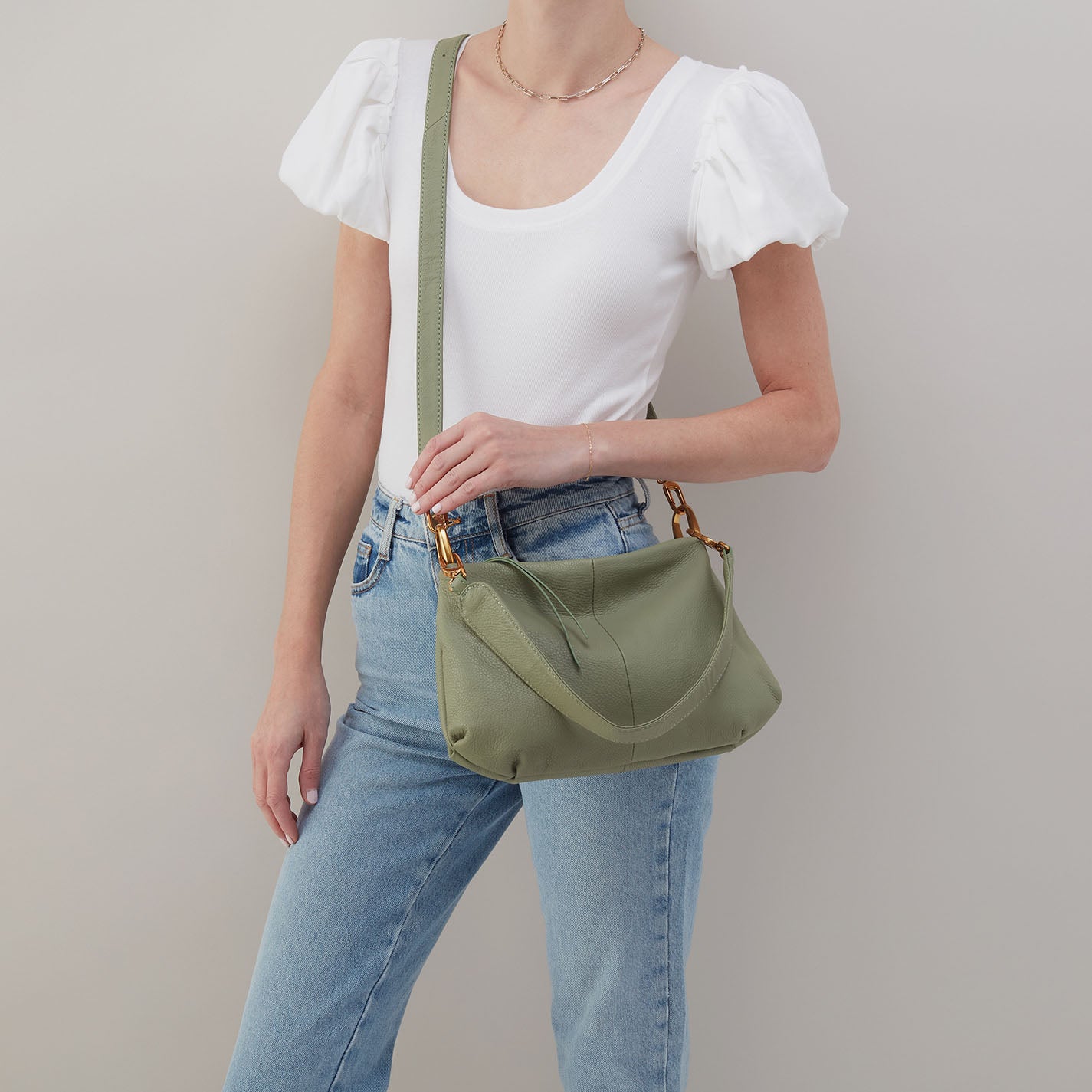 Advance Shoulder Bag In Pebbled Leather - Watercress - Image 3