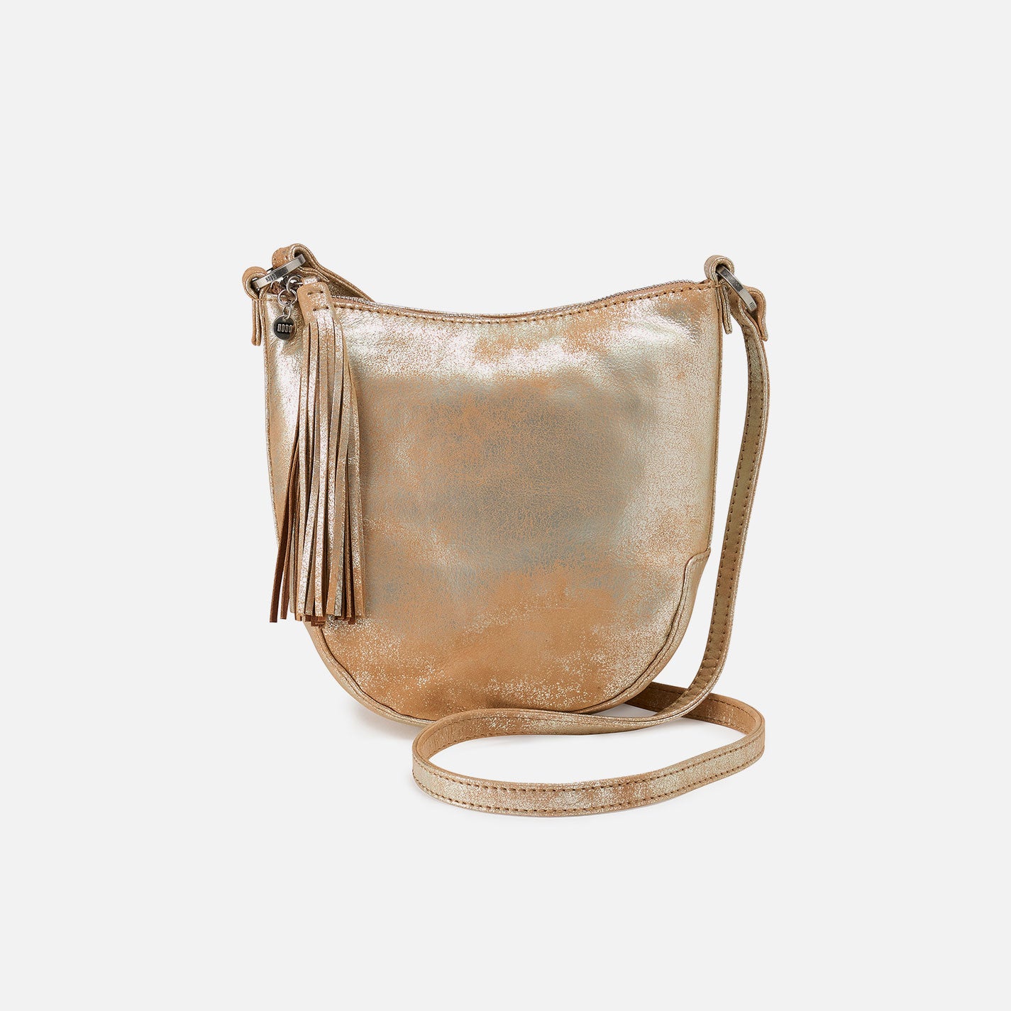 Lexi Crossbody In Pebbled Leather - Saddle Stardust