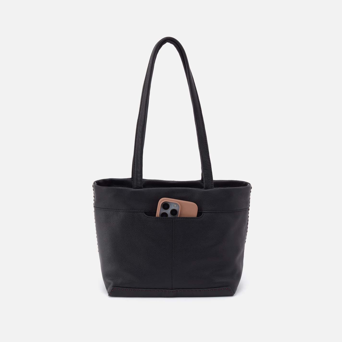 Austin Tote in Pebbled Leather - Black - Image 4
