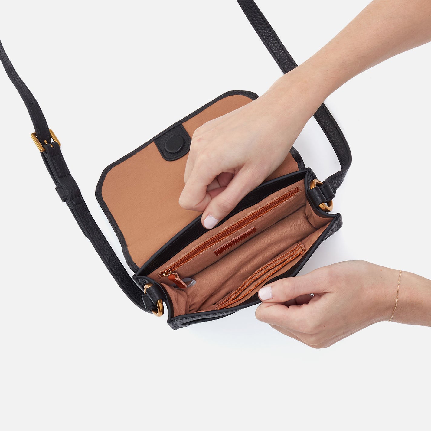 Eden Small Crossbody In Pebbled Leather - Black - Image 3