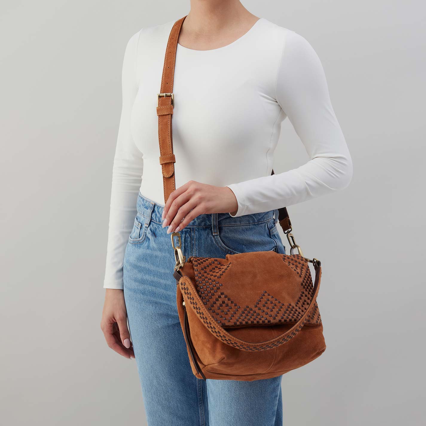 Harley Convertible Shoulder in Suede Leather - Oak Barrel - Image 3
