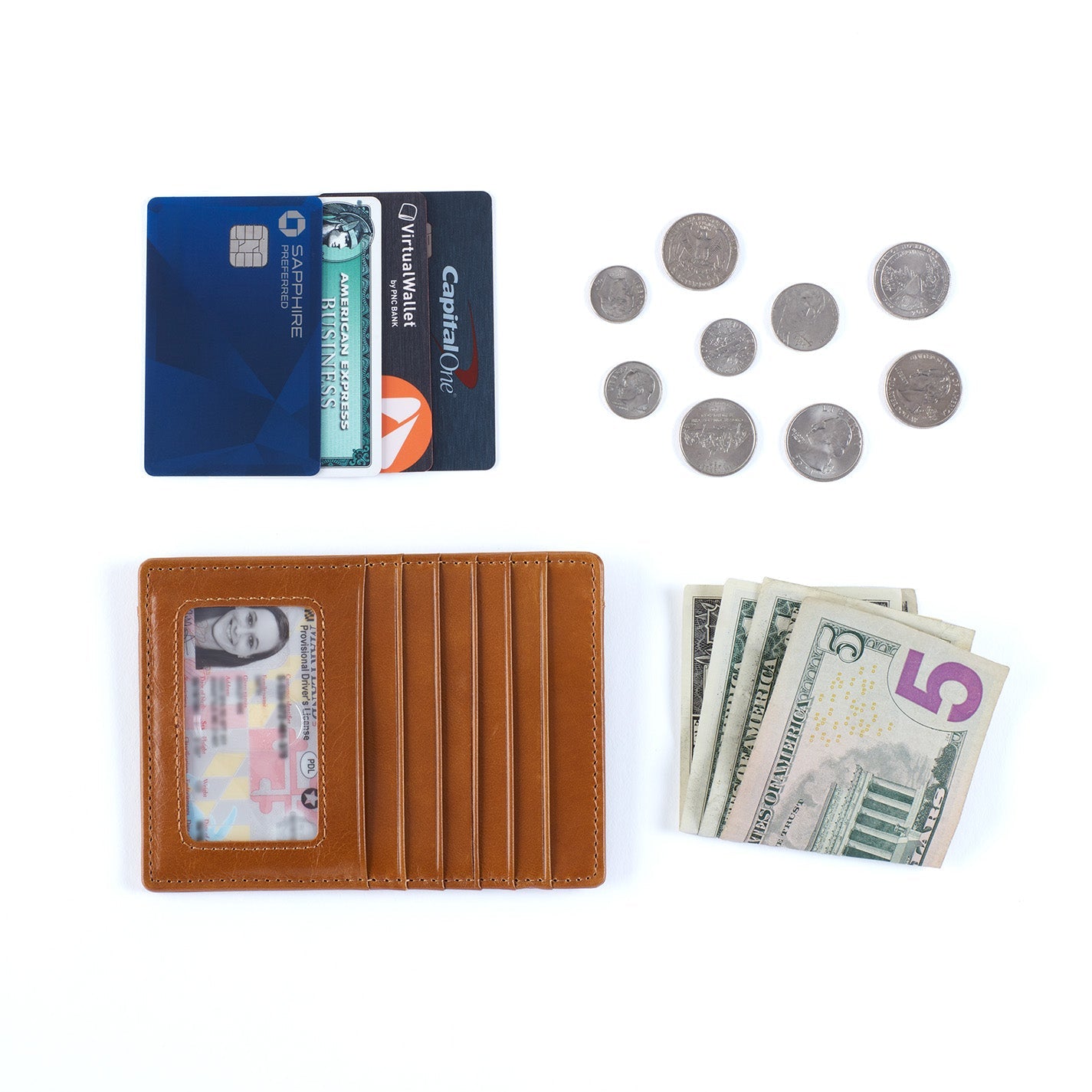 Euro Slide Card Case in Polished Leather - Black - Image 2