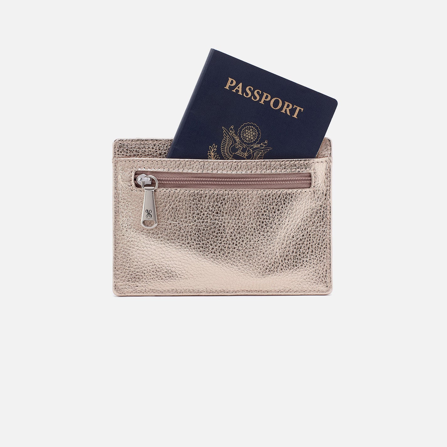 Euro Slide Card Case In Metallic Leather - Cameo Quartz - Image 3