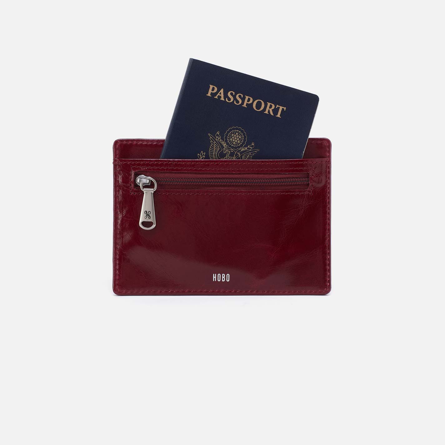 Euro Slide Card Case in Polished Leather - Saddleberry - Image 2