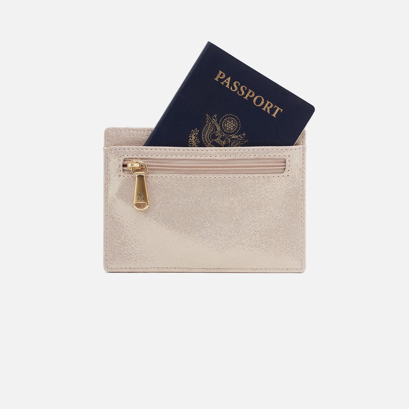 Euro Slide Card Case In Metallic Leather - Sand Shimmer - Image 2