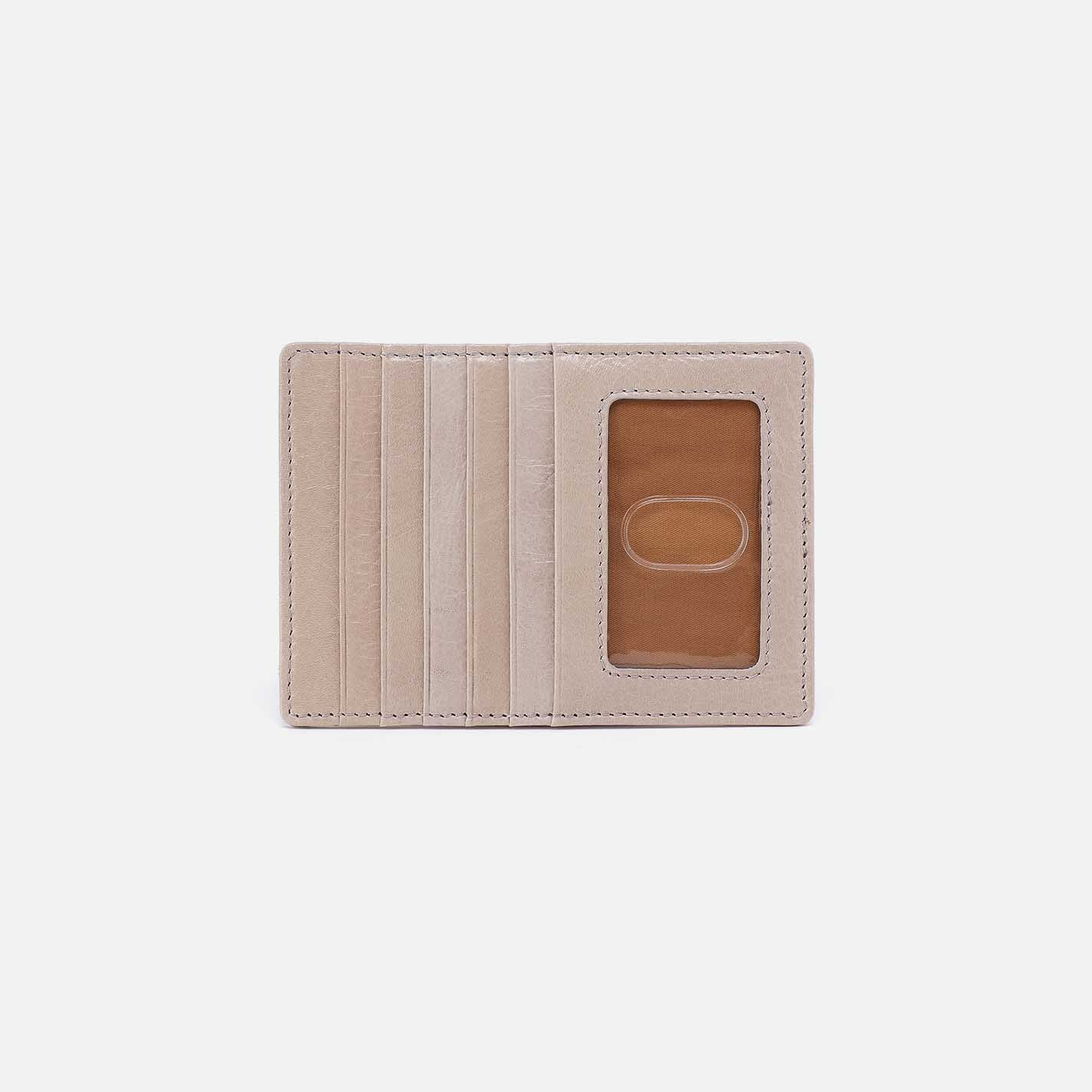 Euro Slide Card Case in Aniline Gloss Leather - Stone Gloss