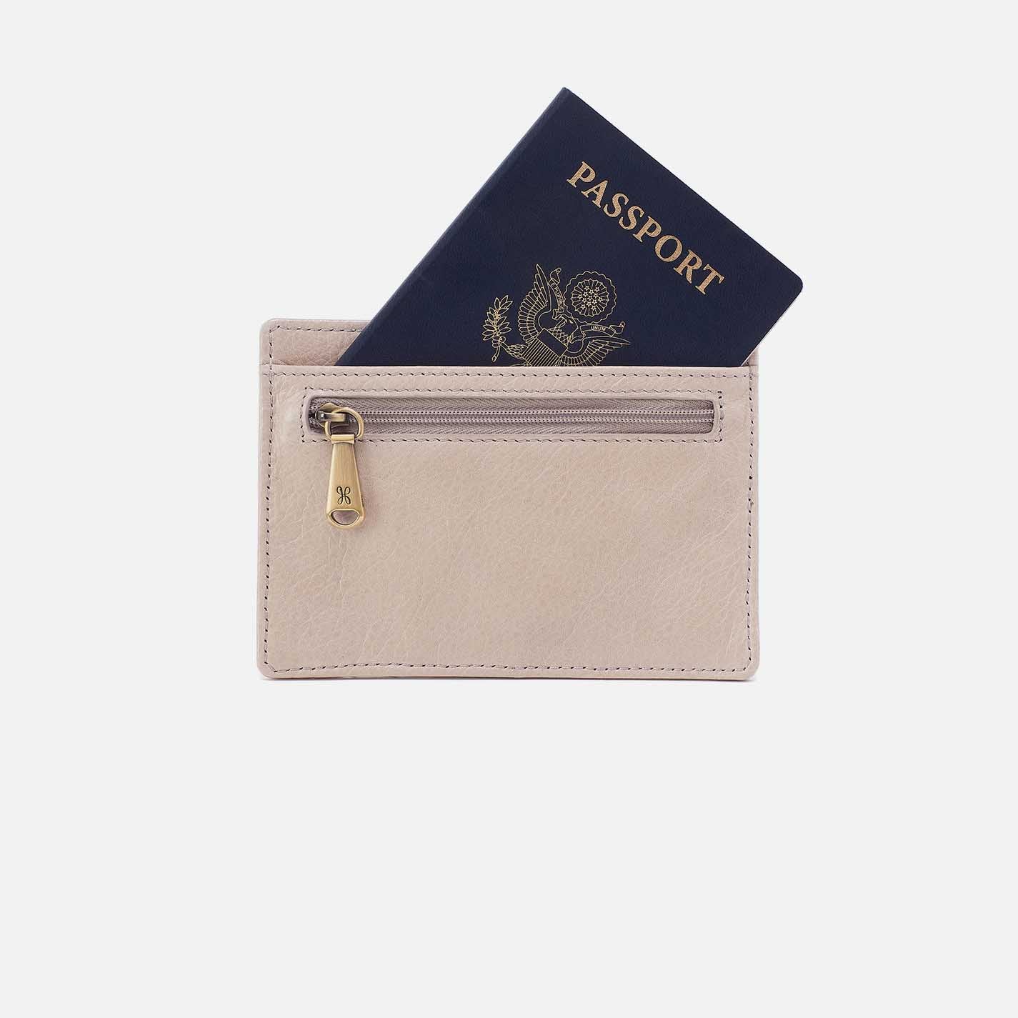 Euro Slide Card Case in Aniline Gloss Leather - Stone Gloss - Image 2
