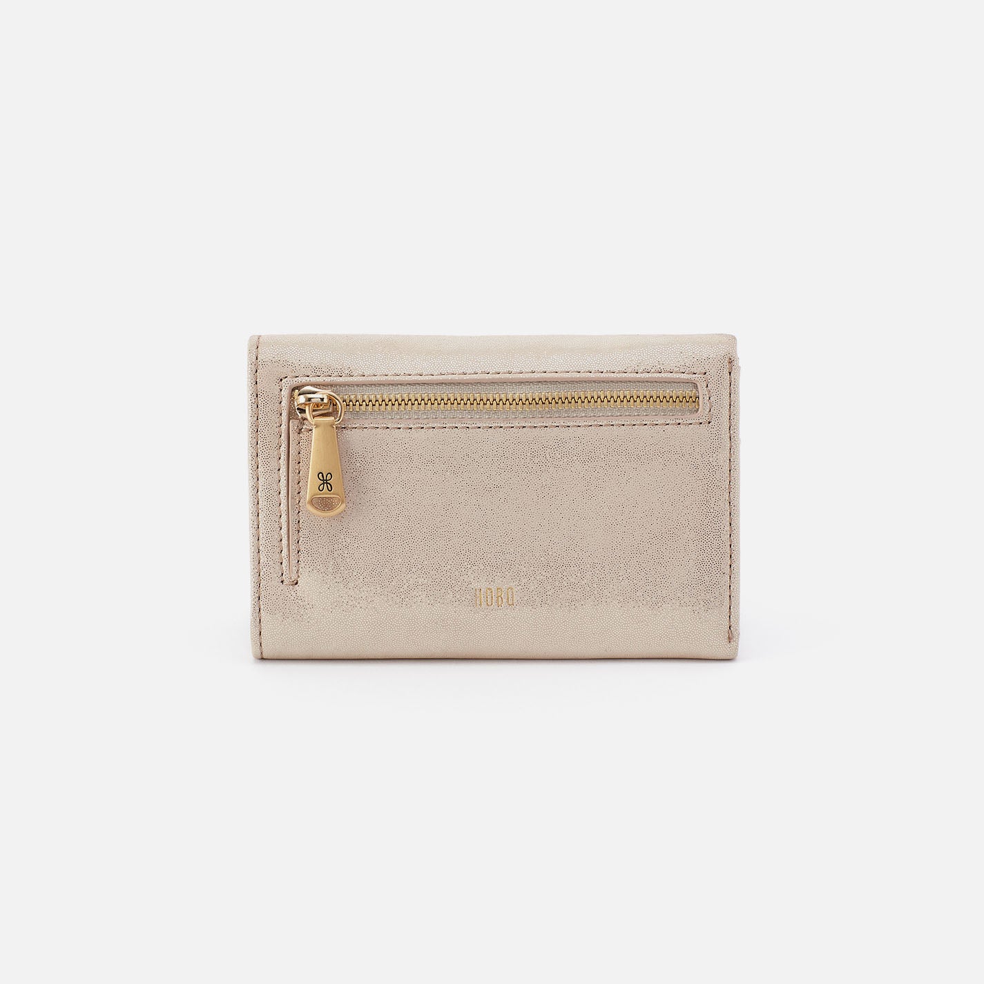 Jill Trifold Wallet In Metallic Leather - Sand Shimmer - Image 3