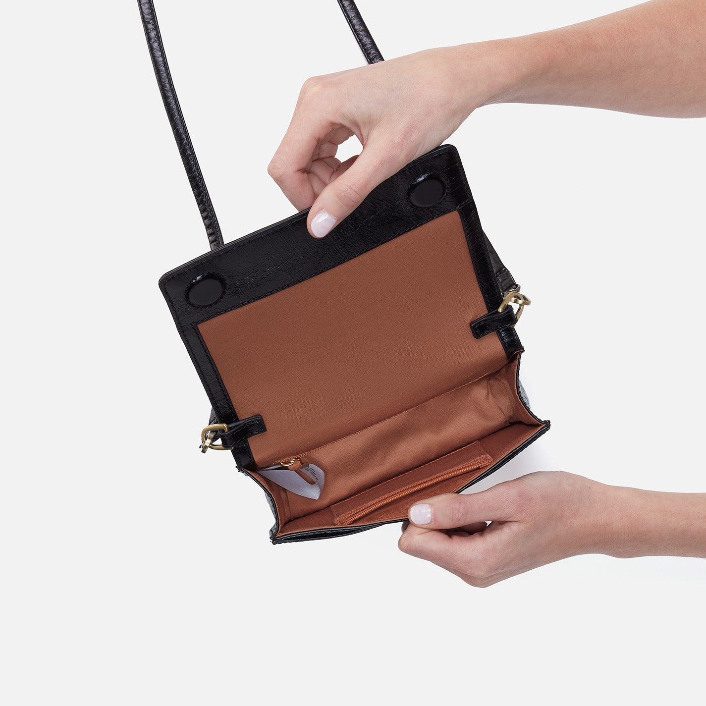 Jill Crossbody In Polished Leather - Black - Image 3