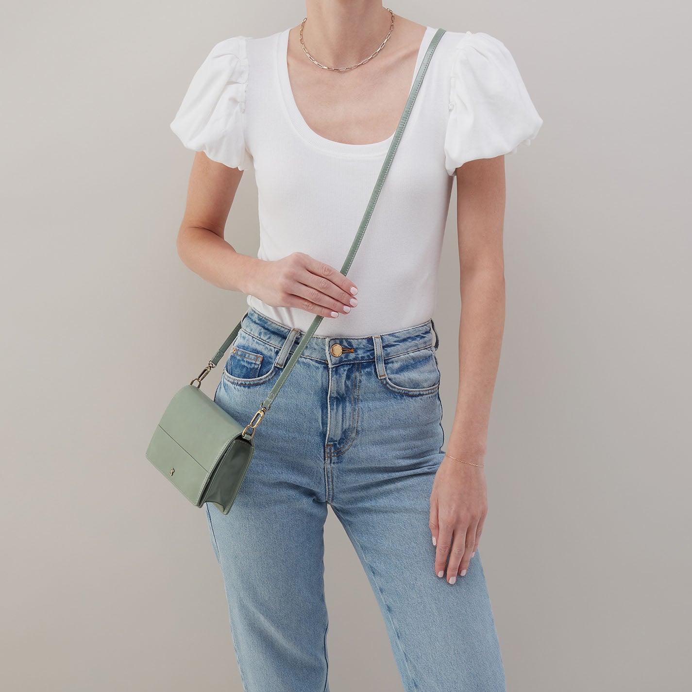 Jill Crossbody In Polished Leather - Jade - Image 2