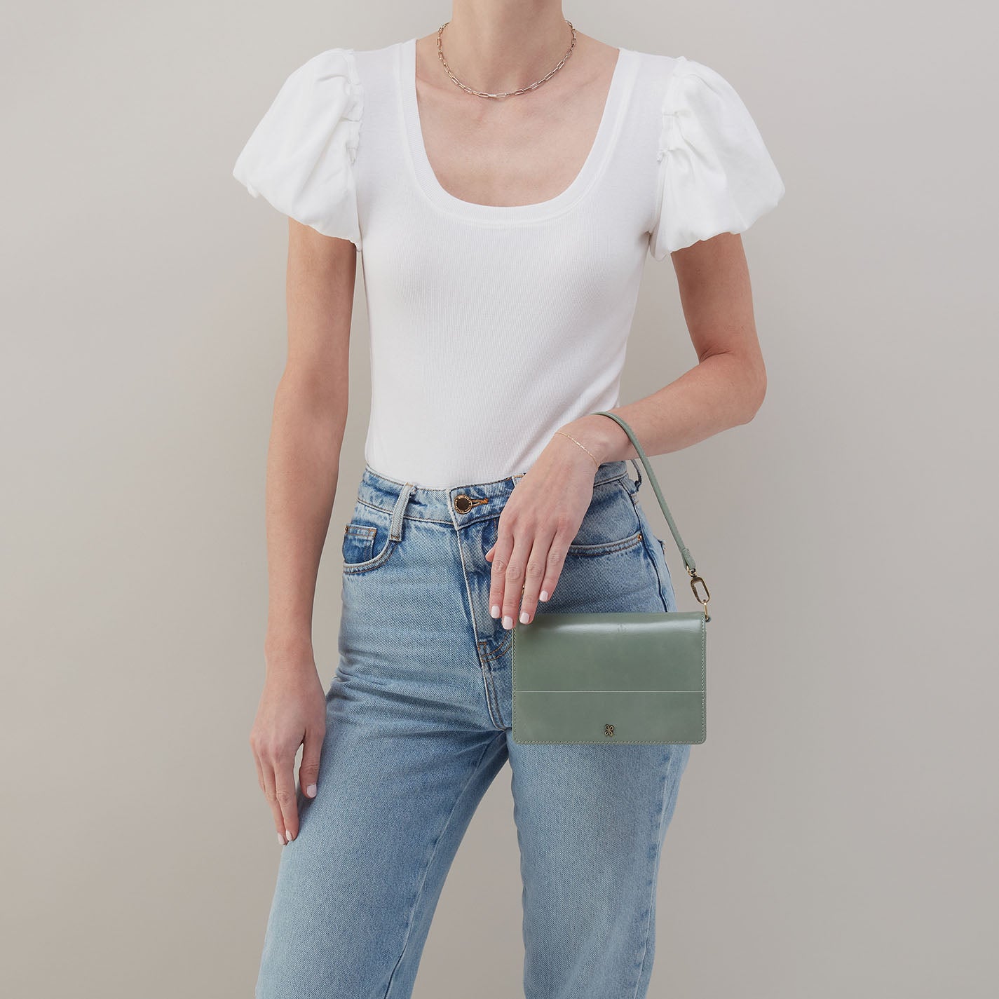 Jill Crossbody In Polished Leather - Jade - Image 4