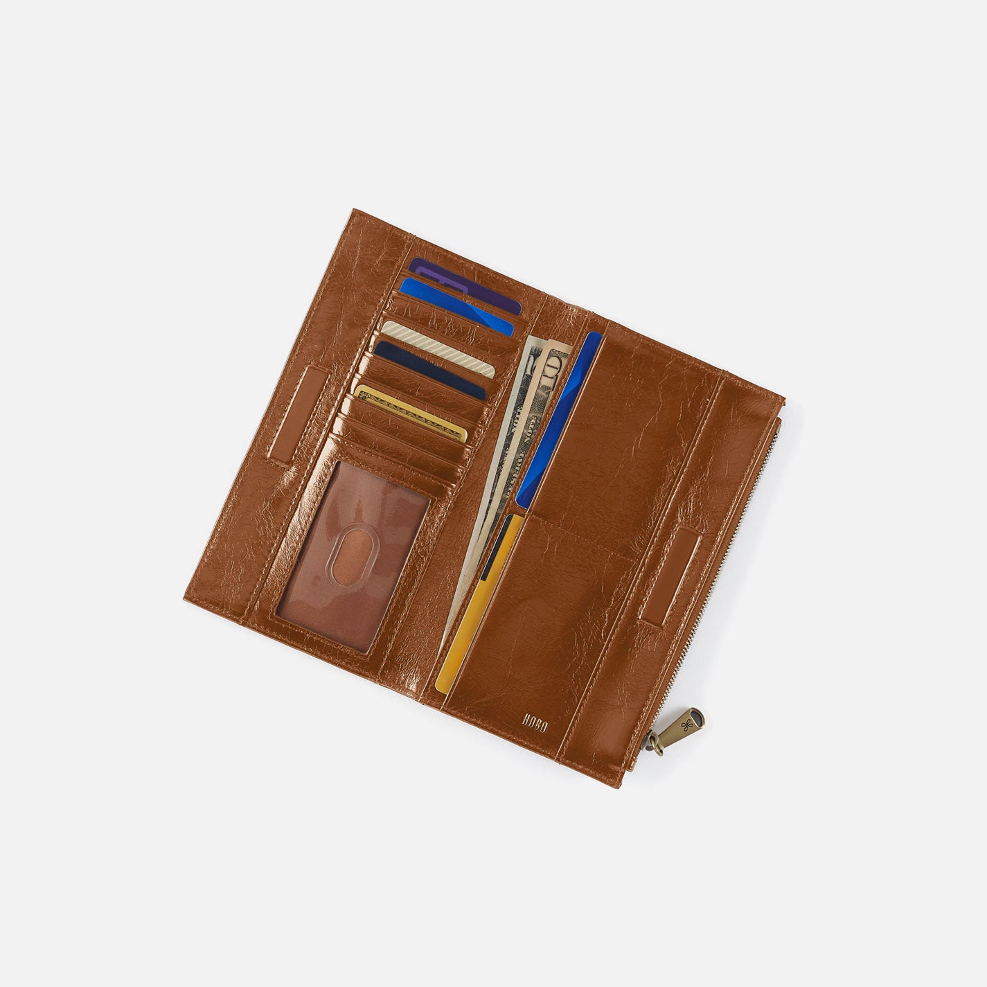 Jill Large Bifold Wallet in Polished Leather - Truffle - Image 3