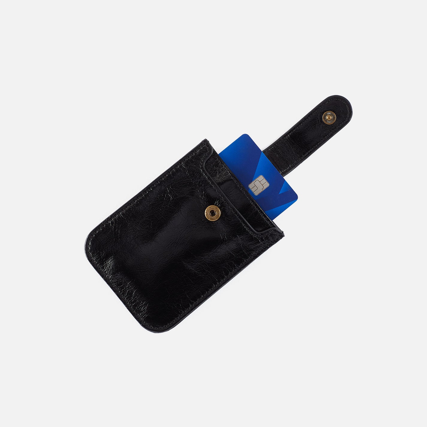 Dunn Card Case In Polished Leather - Black - Image 3