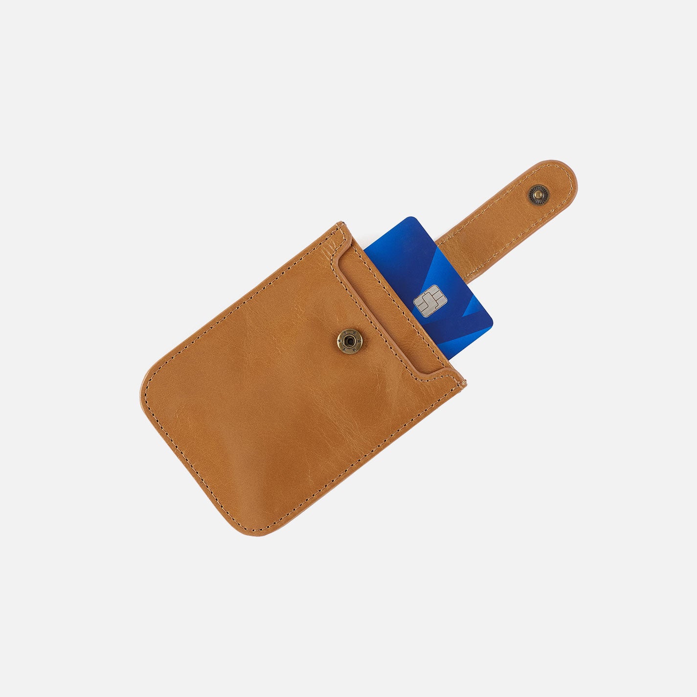 Dunn Card Case In Polished Leather - Sky Blue - Image 3