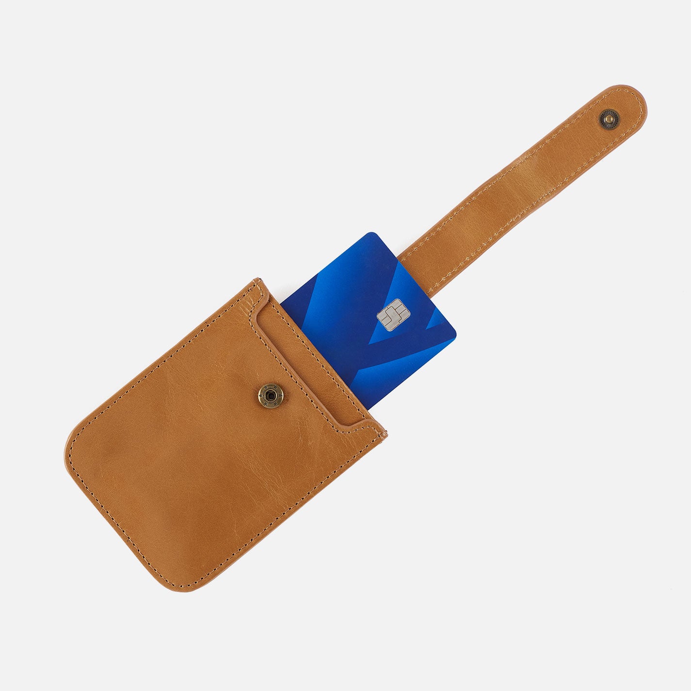 Dunn Card Case In Polished Leather - Sky Blue - Image 4