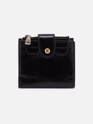 Dunn Mini Wallet in Polished Leather - Black