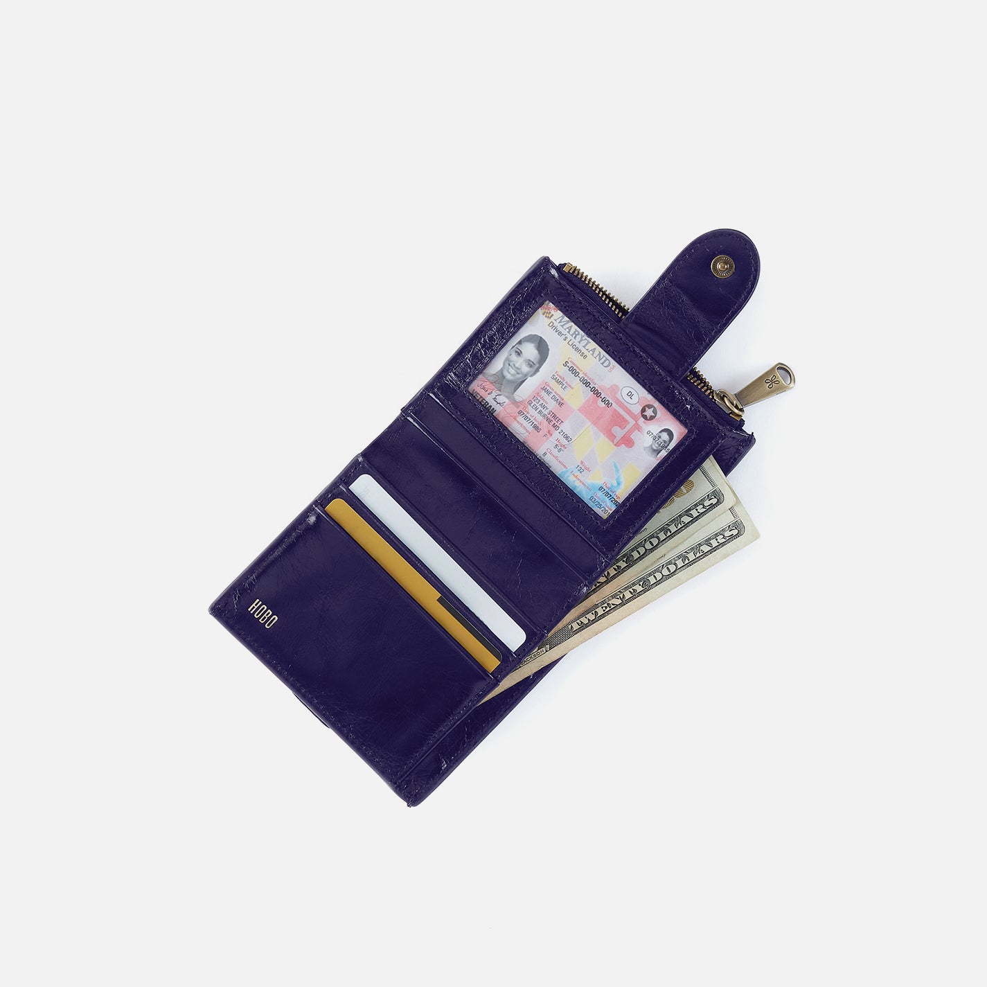 Dunn Mini Wallet in Polished Leather - Winter Violet - Image 2