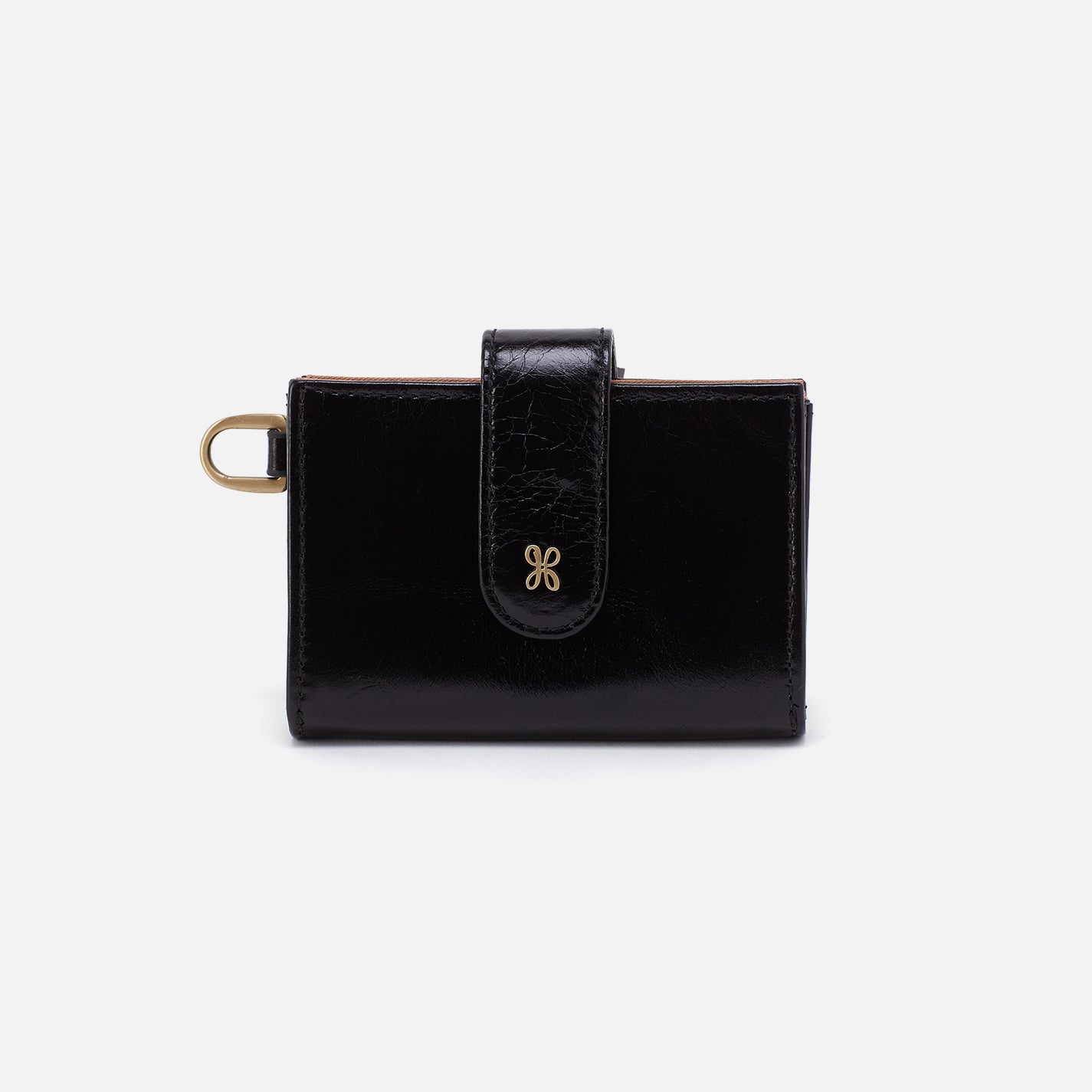 Jean Accordion Card Case In Polished Leather - Black