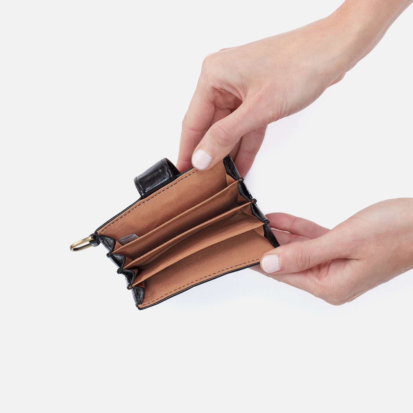 Jean Accordion Card Case In Polished Leather - Black - Image 2