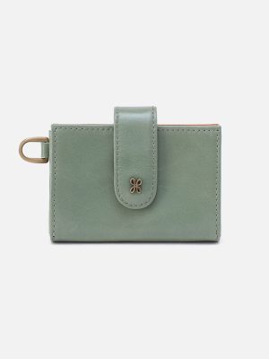 Jean Accordion Card Case In Polished Leather - Jade