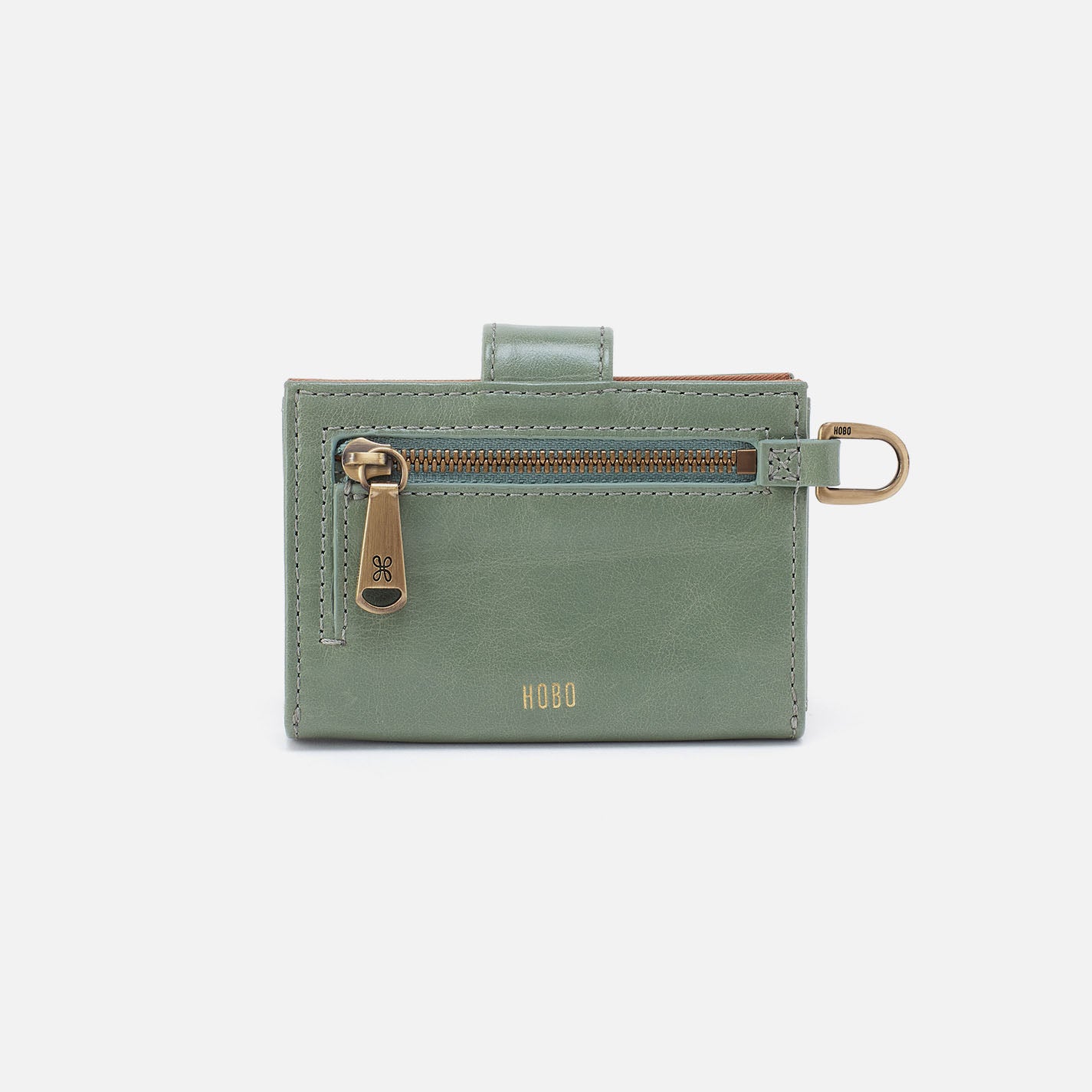 Jean Accordion Card Case In Polished Leather - Jade - Image 3