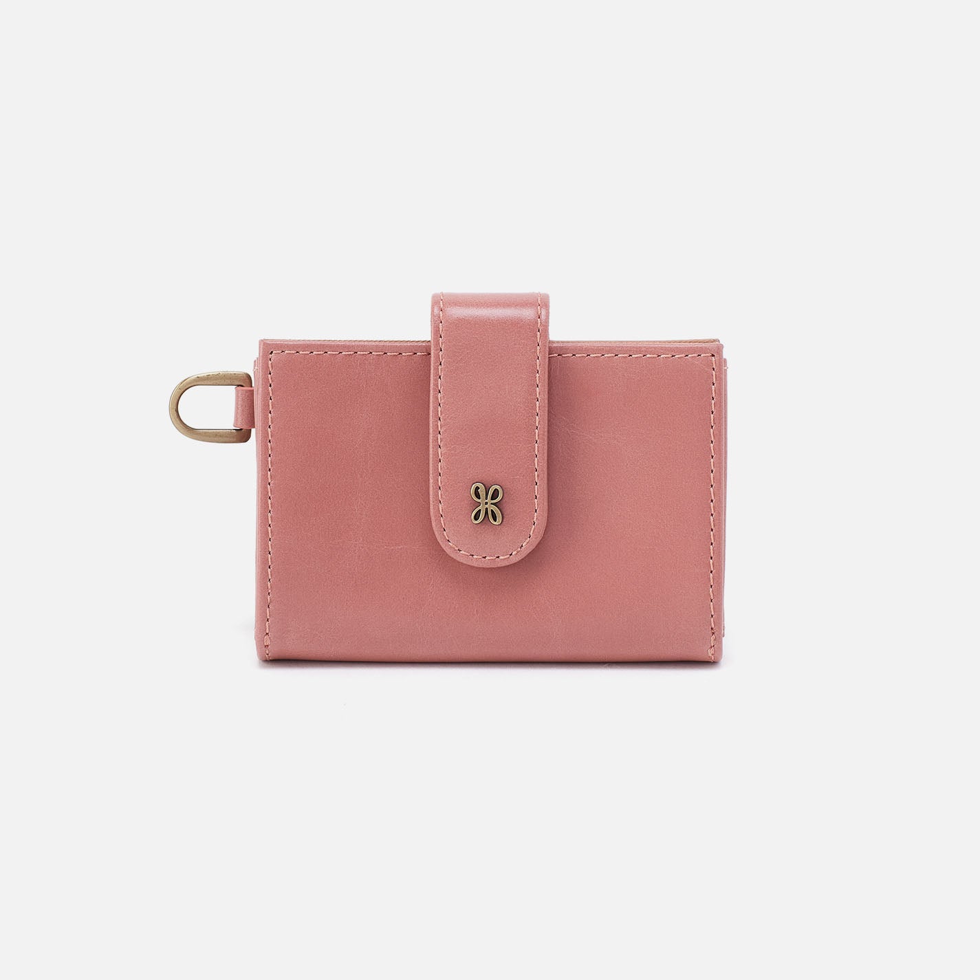 Jean Accordion Card Case In Polished Leather - Rose