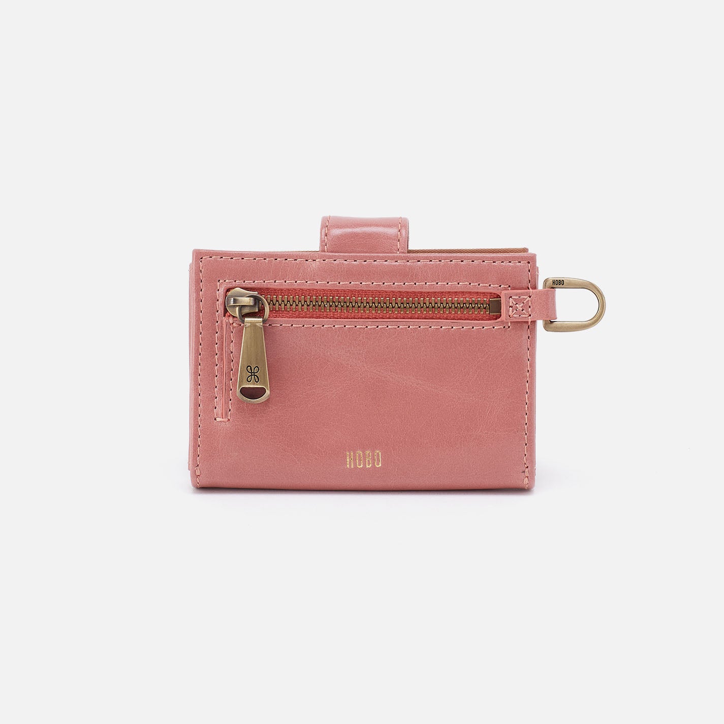 Jean Accordion Card Case In Polished Leather - Rose - Image 3