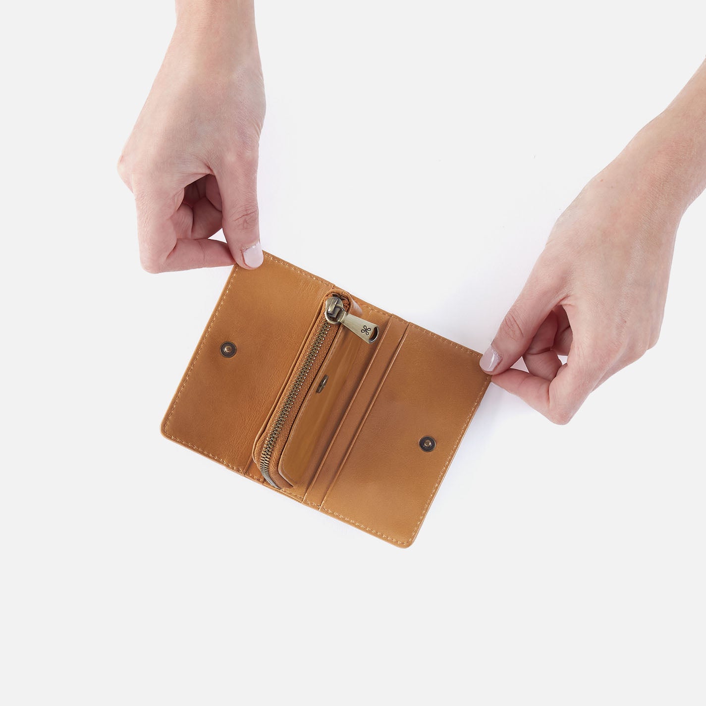 Jill Card Case In Polished Leather - Natural - Image 2