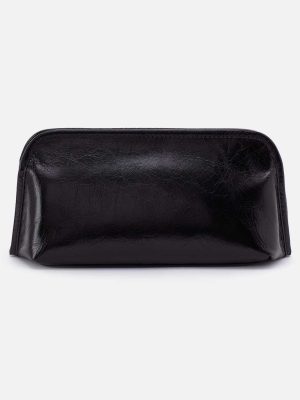 Beauty Brush Case in Polished Leather - Black