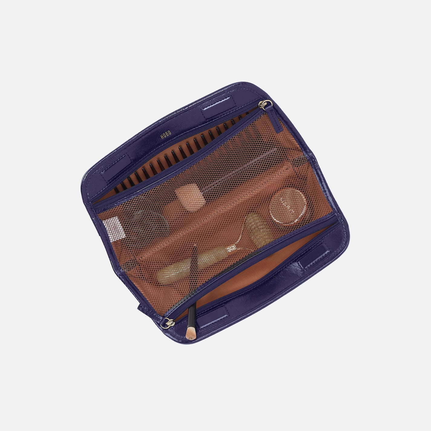 Beauty Brush Case in Polished Leather - Winter Violet - Image 2