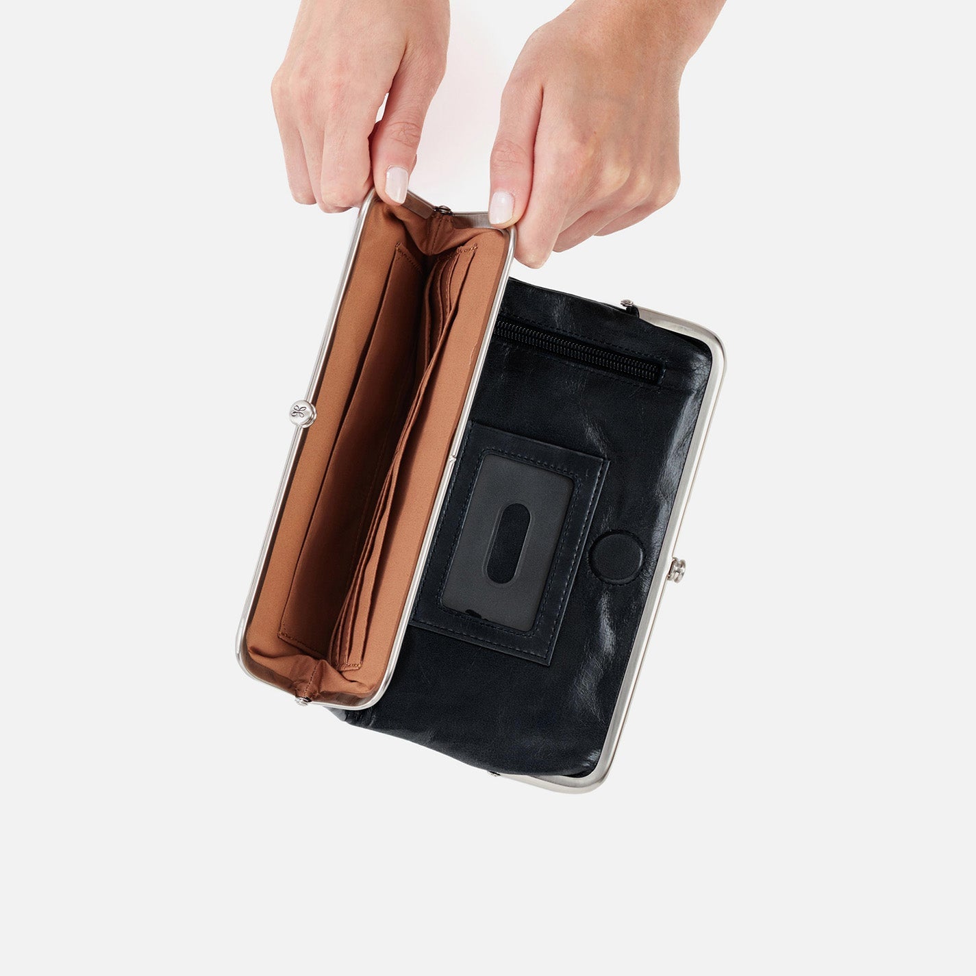 Lauren Clutch-Wallet in Polished Leather - Black - Image 4