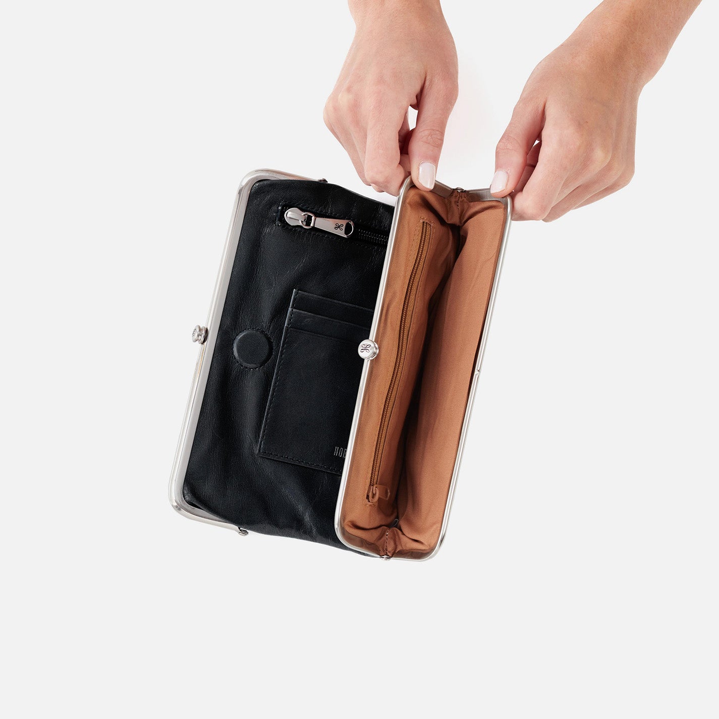 Lauren Clutch-Wallet in Polished Leather - Black - Image 3