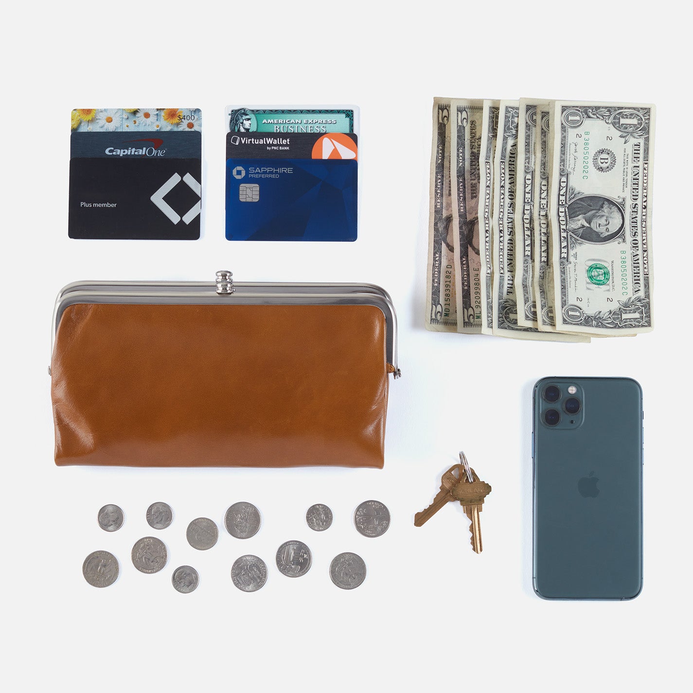 Lauren Clutch-Wallet In Polished Leather - Light Grey - Image 2