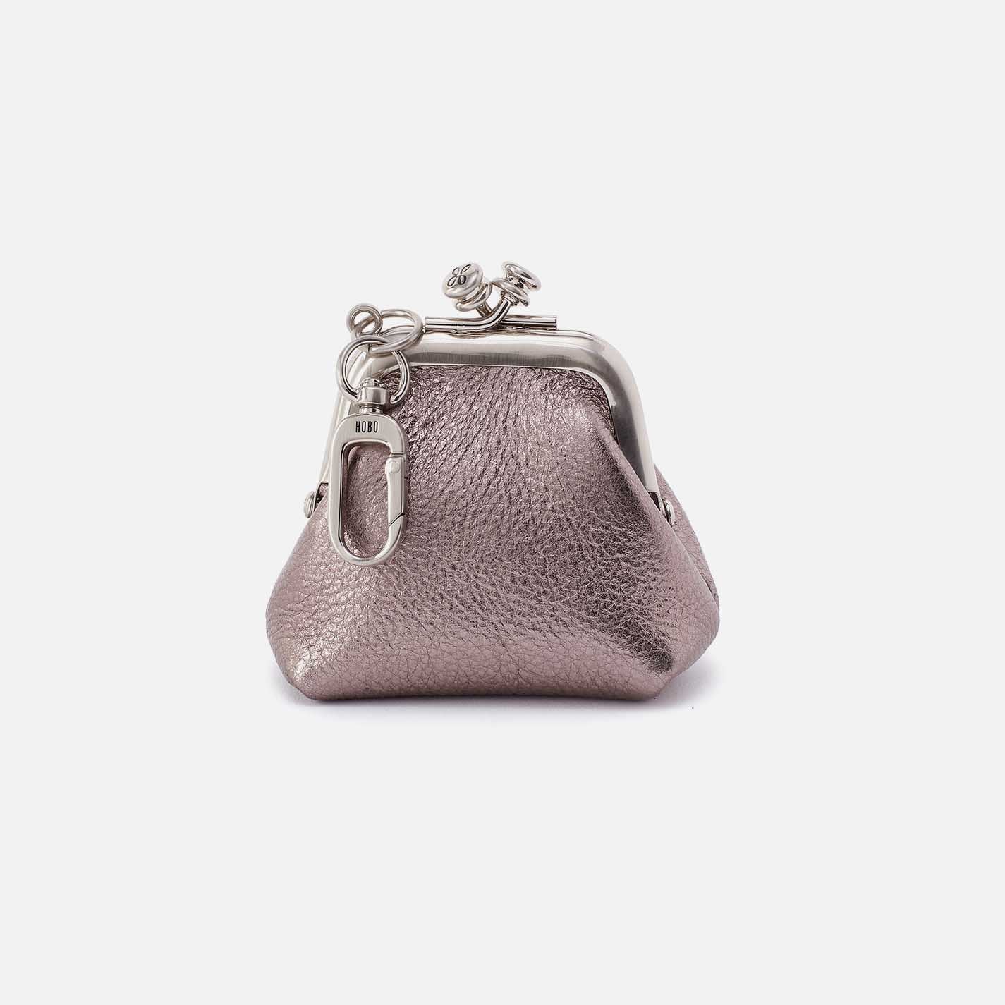 Run Frame Pouch in Metallic Leather - Pewter Spur
