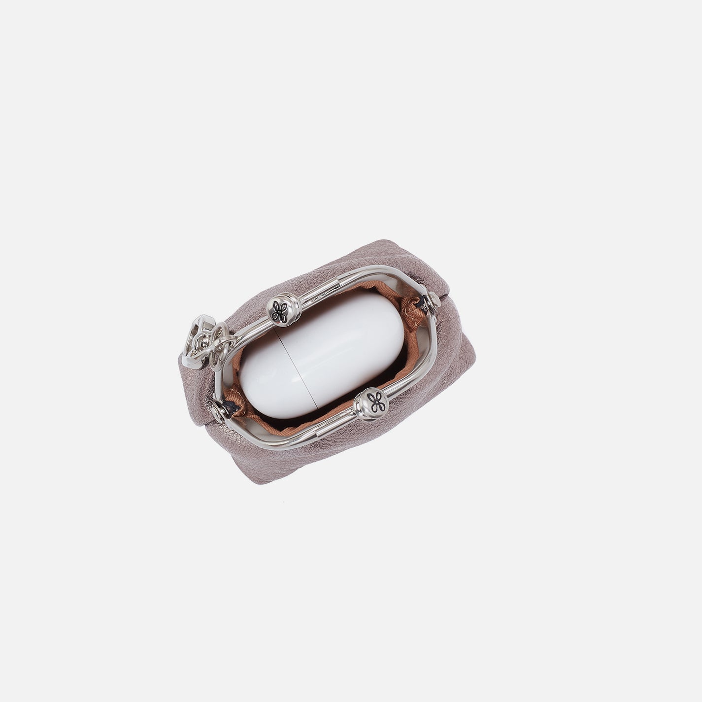 Run Frame Pouch in Metallic Leather - Pewter Spur - Image 2