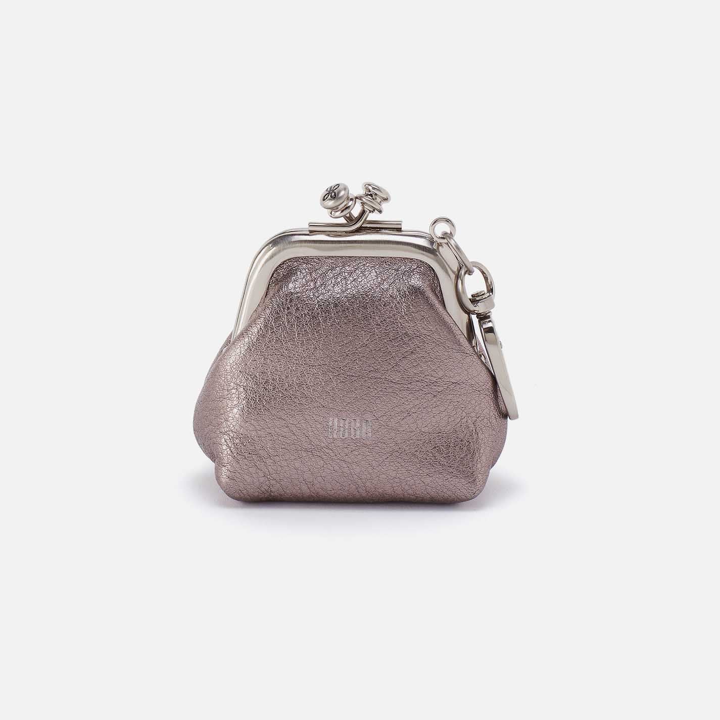 Run Frame Pouch in Metallic Leather - Pewter Spur - Image 3