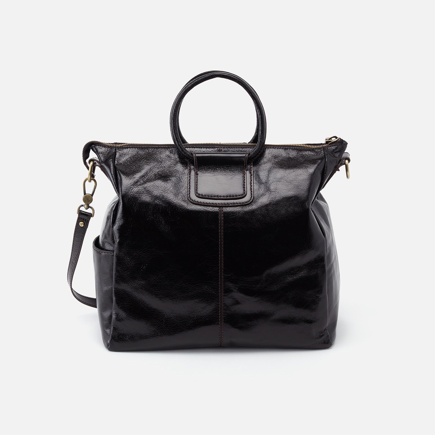 Sheila Large Satchel in Polished Leather - Black - Image 5