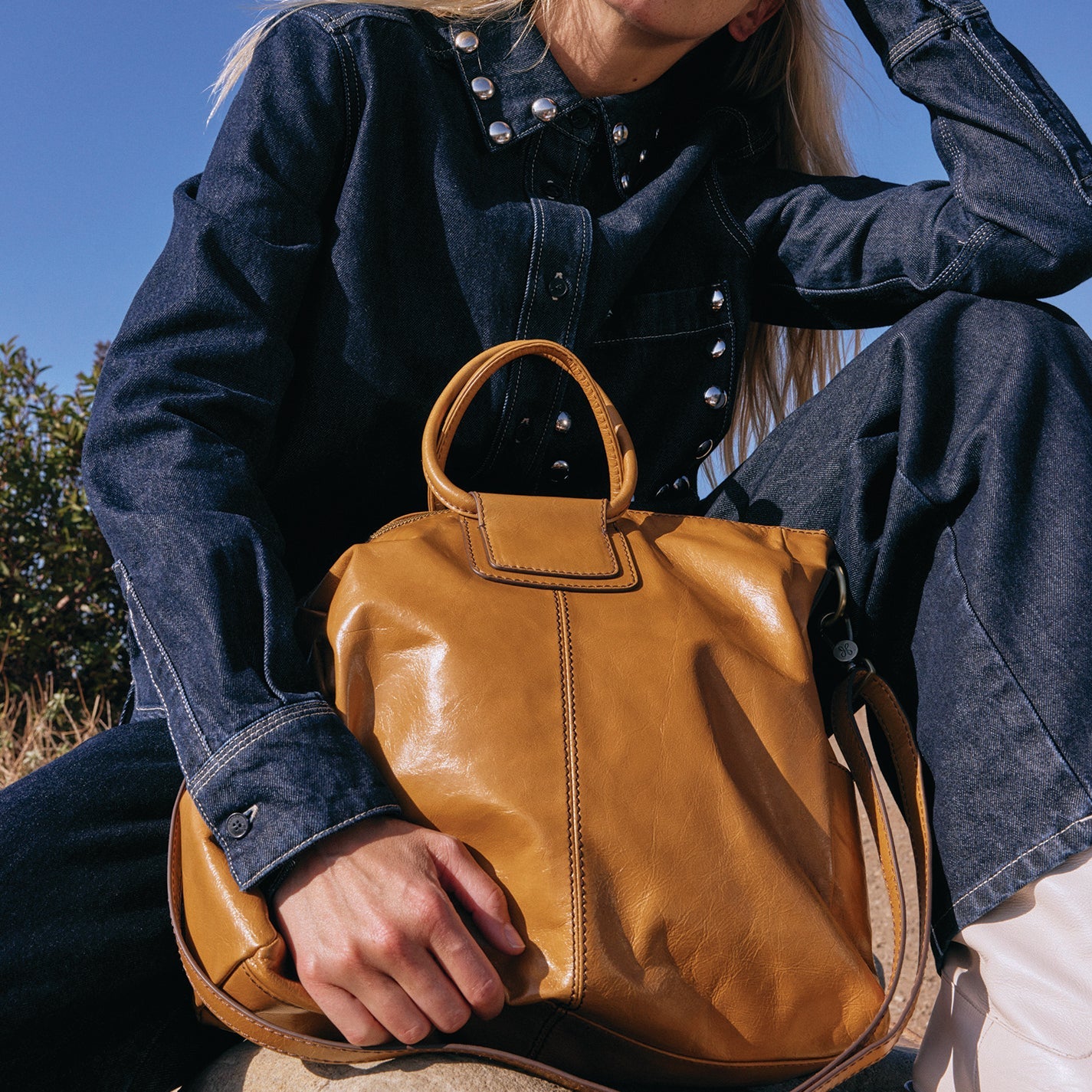 Sheila Large Satchel in Polished Leather - Natural - Image 2