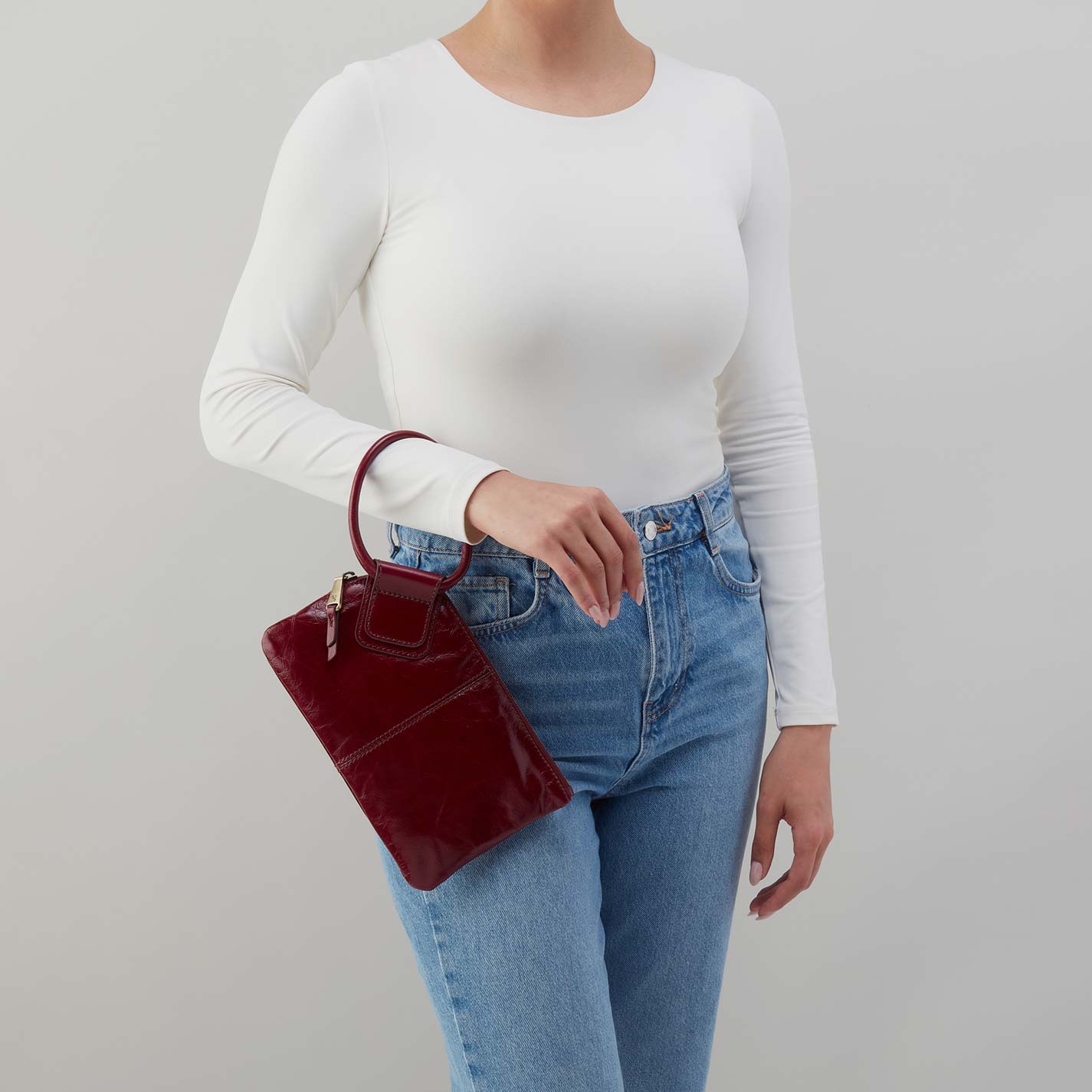 Sable Wristlet in Polished Leather - Saddleberry - Image 2